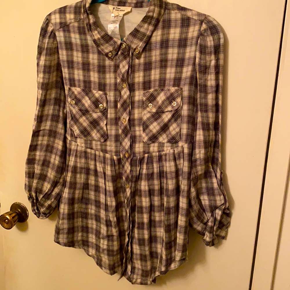 Etoile Isabel Marant grey plaid button down shirt